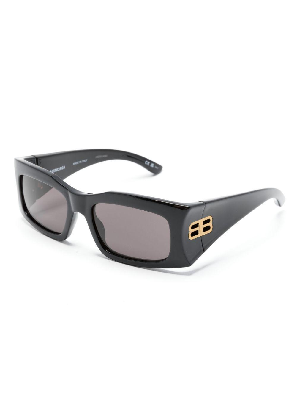 BALENCIAGA Logo-plaque Square-frame Sunglasses In Black Product Image