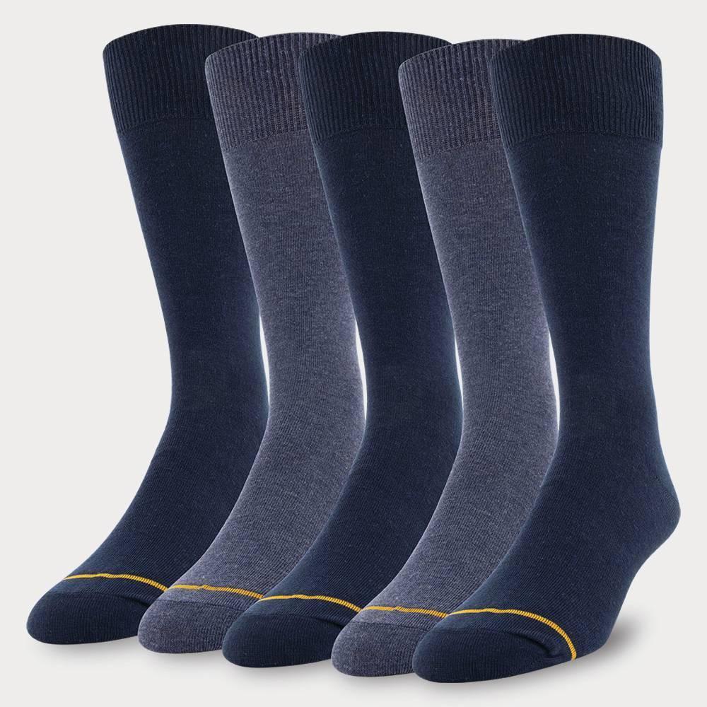 Signature Gold by GOLDTOE Mens Flatknit Crew Socks 5pk - Navy 6-12.5 Product Image