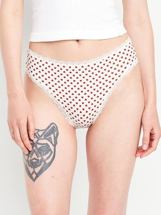 High-Waisted Lace-Trim Bikini Underwear Product Image