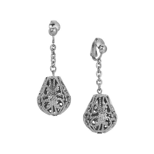 1928 Filigree Linear Drop Clip Earrings, Womens, Grey Product Image