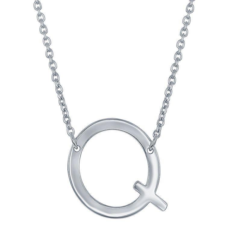 Sterling Silver Sideways Initial Necklace, Womens Sterling O Product Image