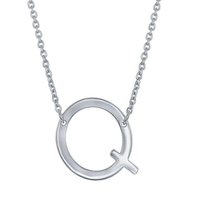 Sterling Silver Sideways Initial Necklace, Womens Sterling O Product Image