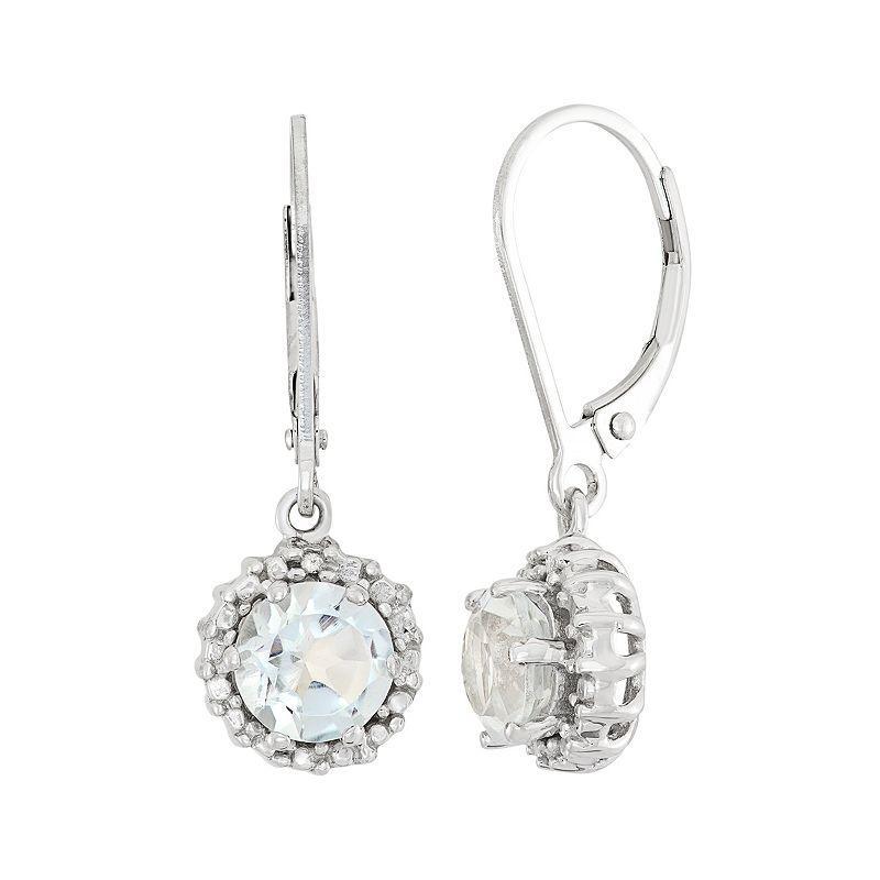 Jewelexcess White Topaz & Diamond Accent Sterling Silver Halo Drop Earrings, Womens Product Image