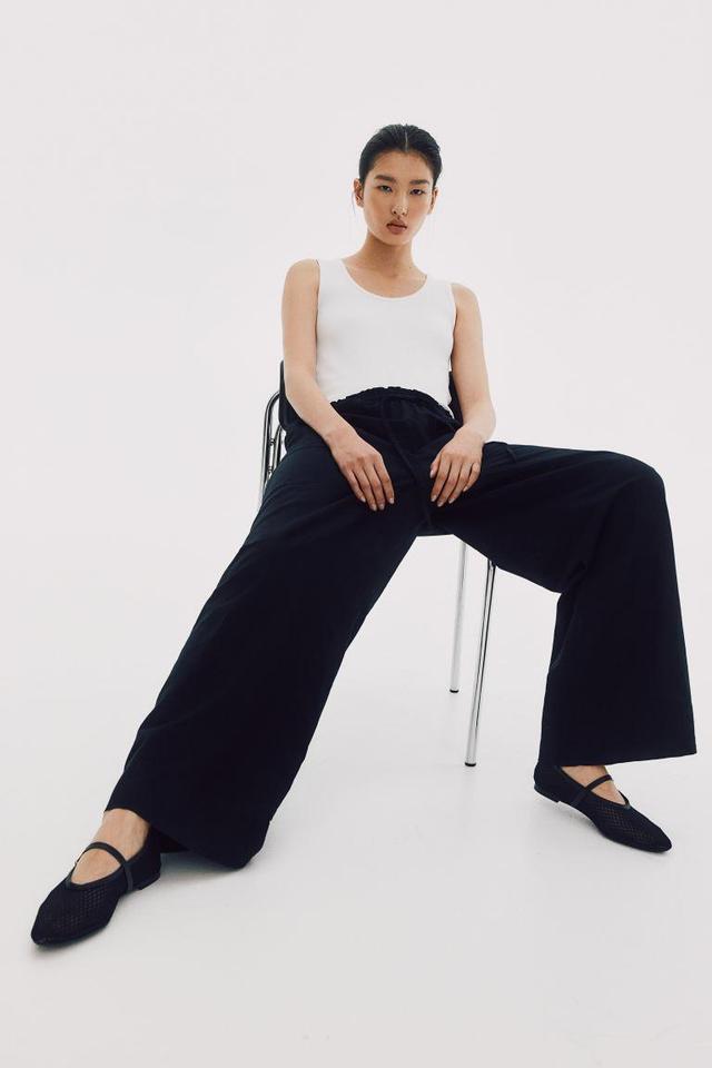 Wide-leg Linen-blend Pants Product Image