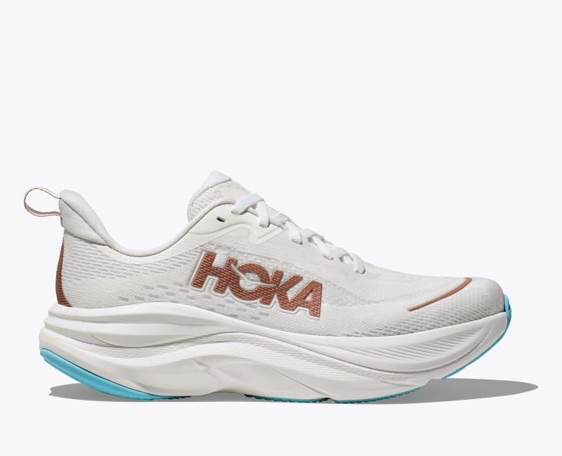 HOKA Womens Skyflow Shoes in Frost/Rose Gold, Size 8.5 Product Image