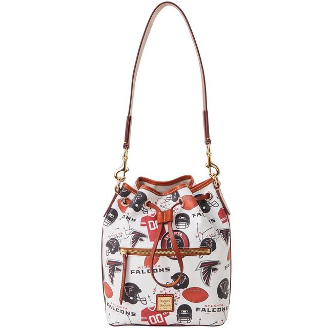 Dooney & Bourke Womens NFL Falcons Drawstring Coated Cotton Shoulder Bag in White Multi Product Image