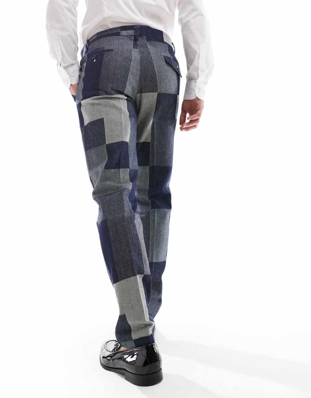 Twisted Tailor suit pants in denim patch - part of a set Product Image