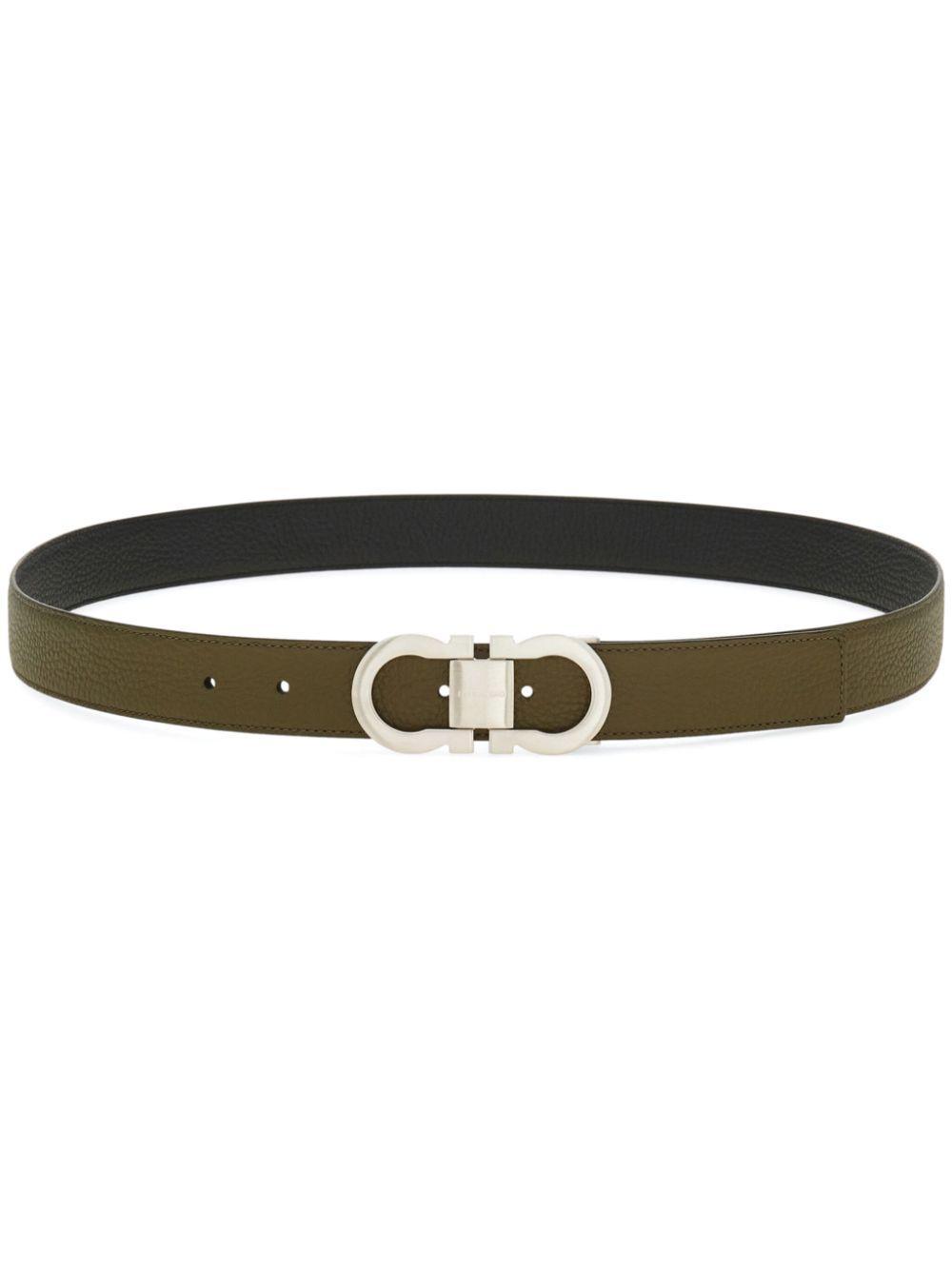 FERRAGAMO Gancini Reversible Belt In Green Product Image