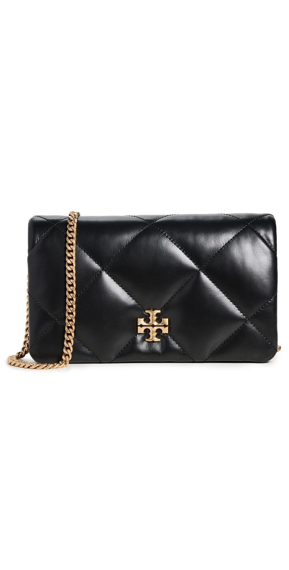 TORY BURCH Kira Diamond Quilt Chain Wallet Black Product Image