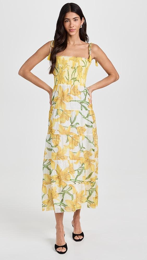 alice + olivia Marna Tiered Midi Tie Strap Dress | Shopbop Product Image