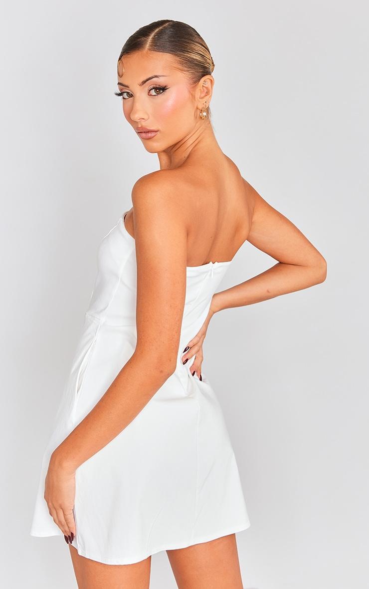 Cream Stretch Woven Bandeau Shift Dress Product Image