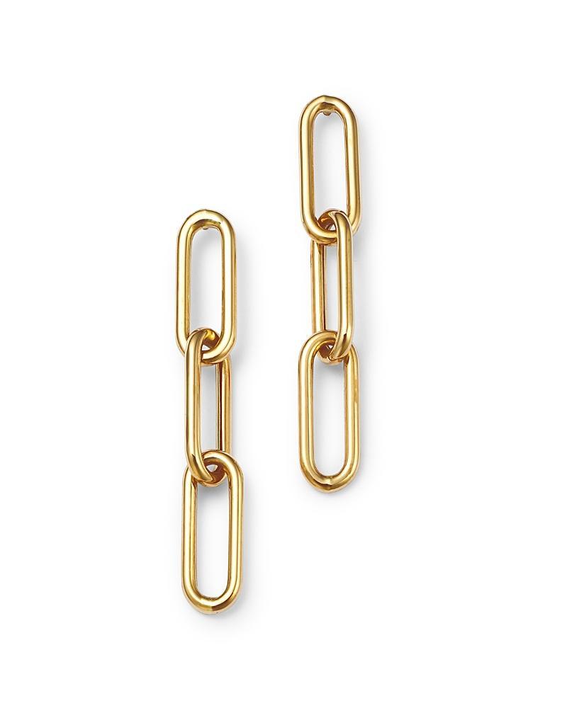 Womens Heavy Metal 14K Yellow Gold Paper-Clip-Chain Earrings - Gold - Gold Product Image