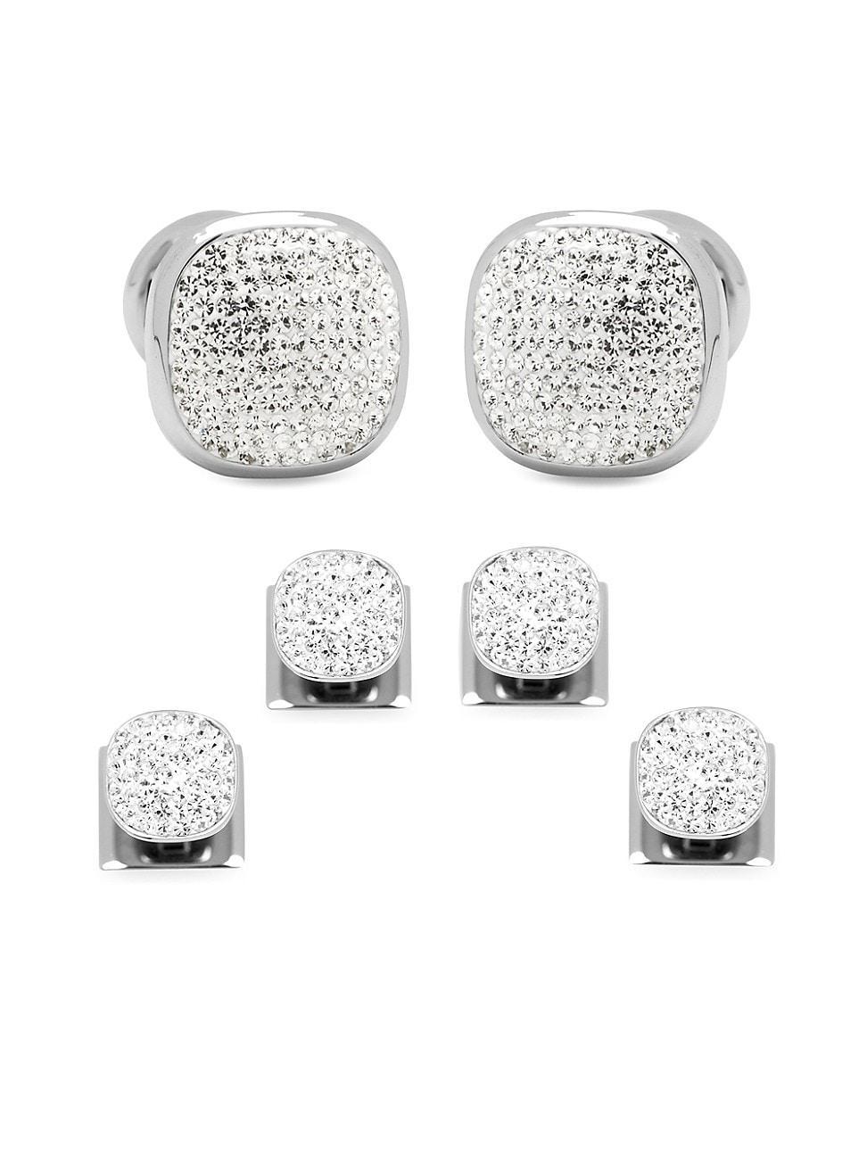 Mens Pav Crystal and Stainless Steel Cufflinks Product Image