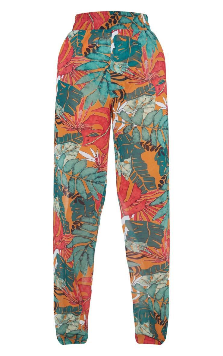 Orange Big Leaf Wide Leg Beach Pants Product Image