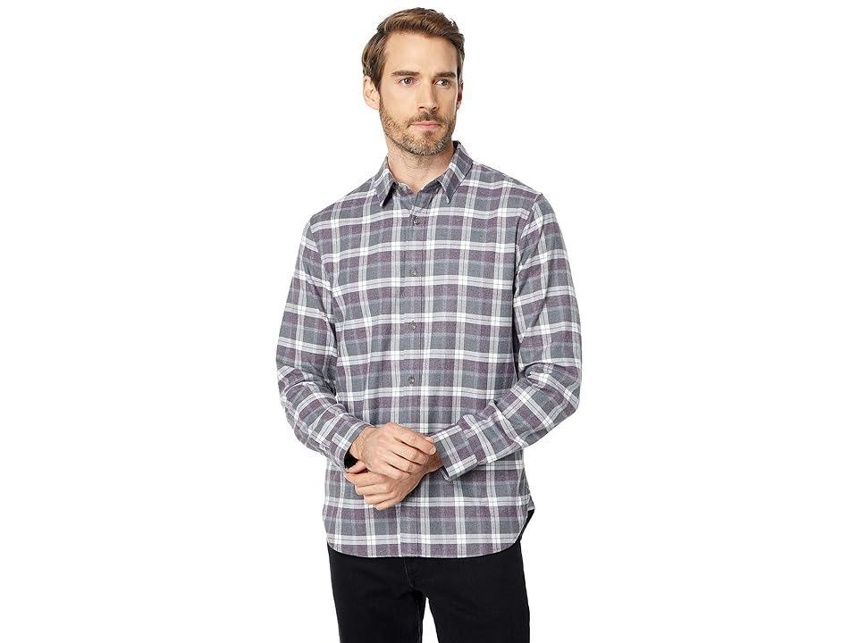 Vince Melange Plaid Long Sleeve (Medium Heather Grey) Men's Clothing Product Image