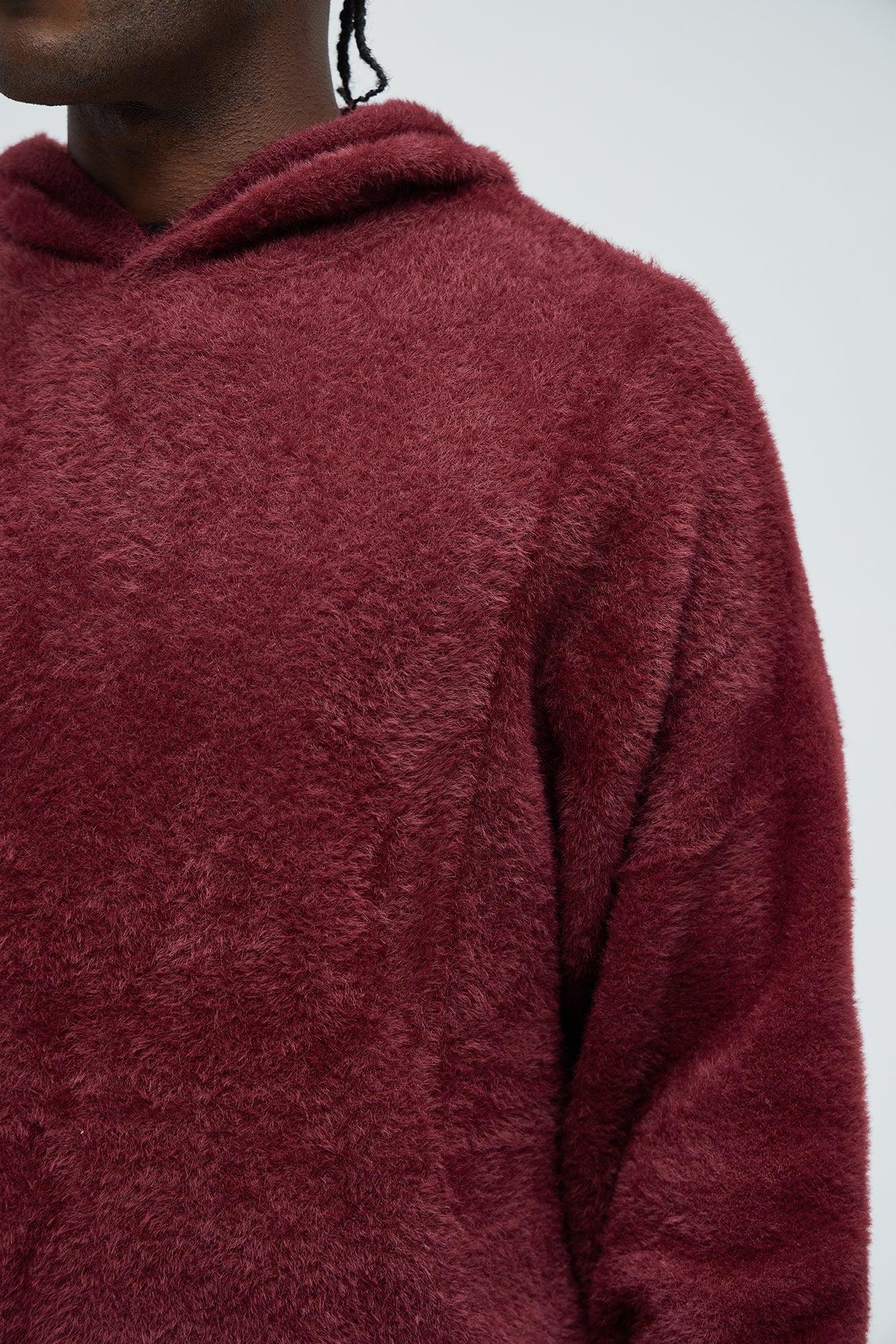 Lock You Down Sweater Hoodie - Burgundy Product Image