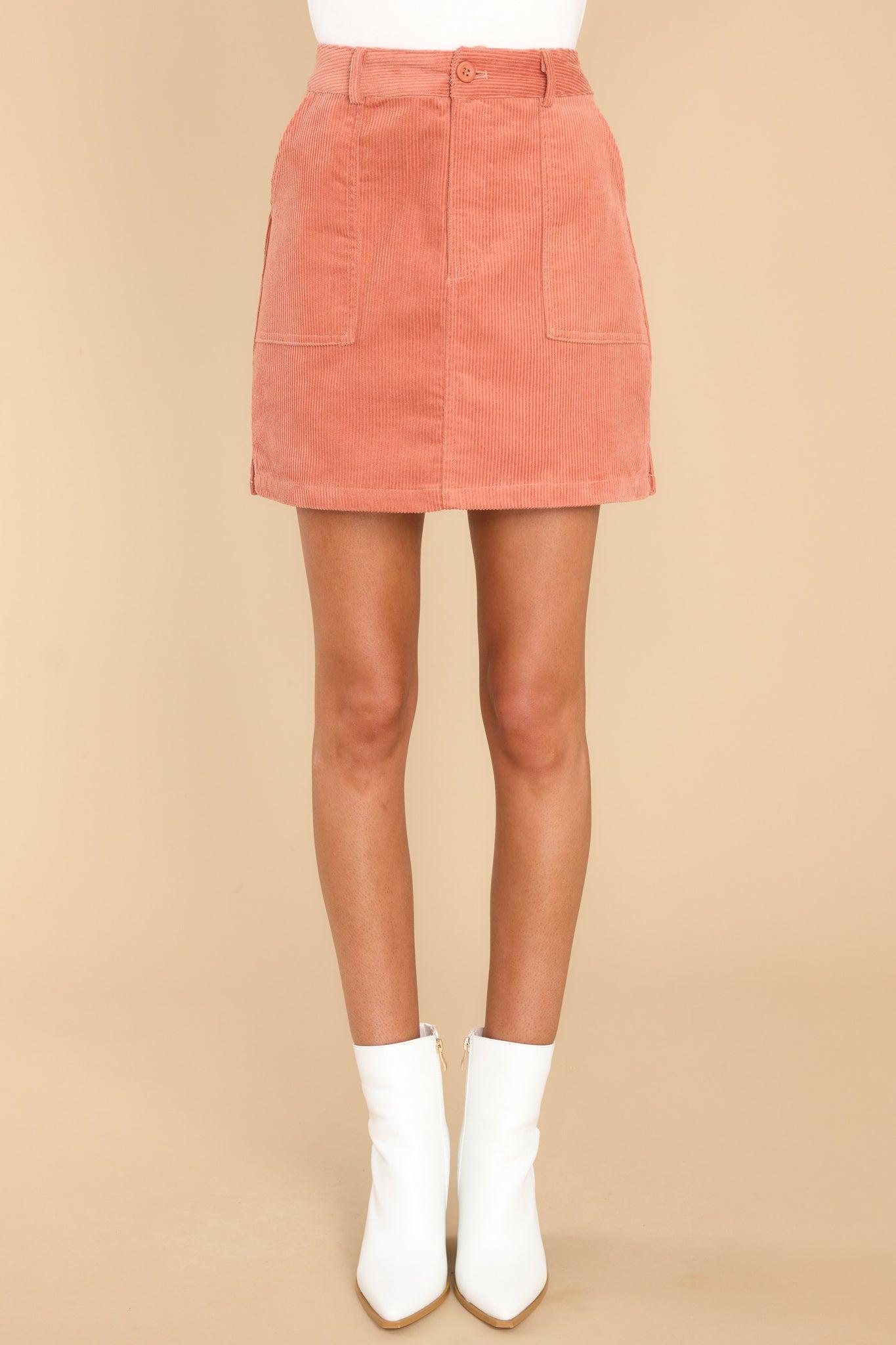 Intrigued By You Terracotta Skirt Orange Product Image