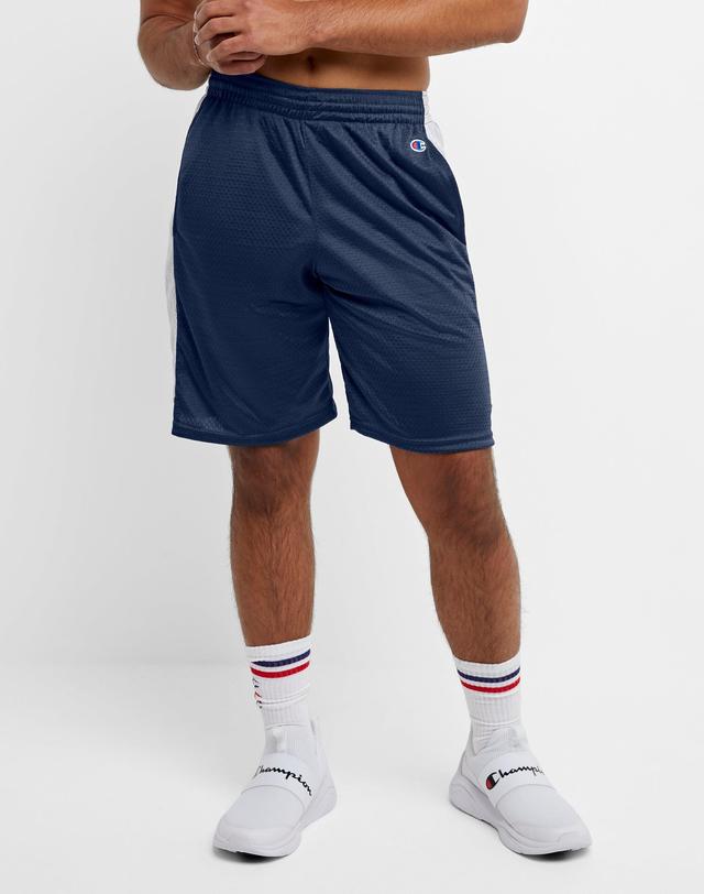 Champion 10 Mesh Basketball Shorts (Navy/White) Men's Clothing Product Image