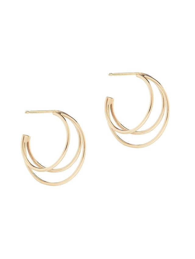 Womens 14K Yellow Gold Triple Wire Hoops Product Image