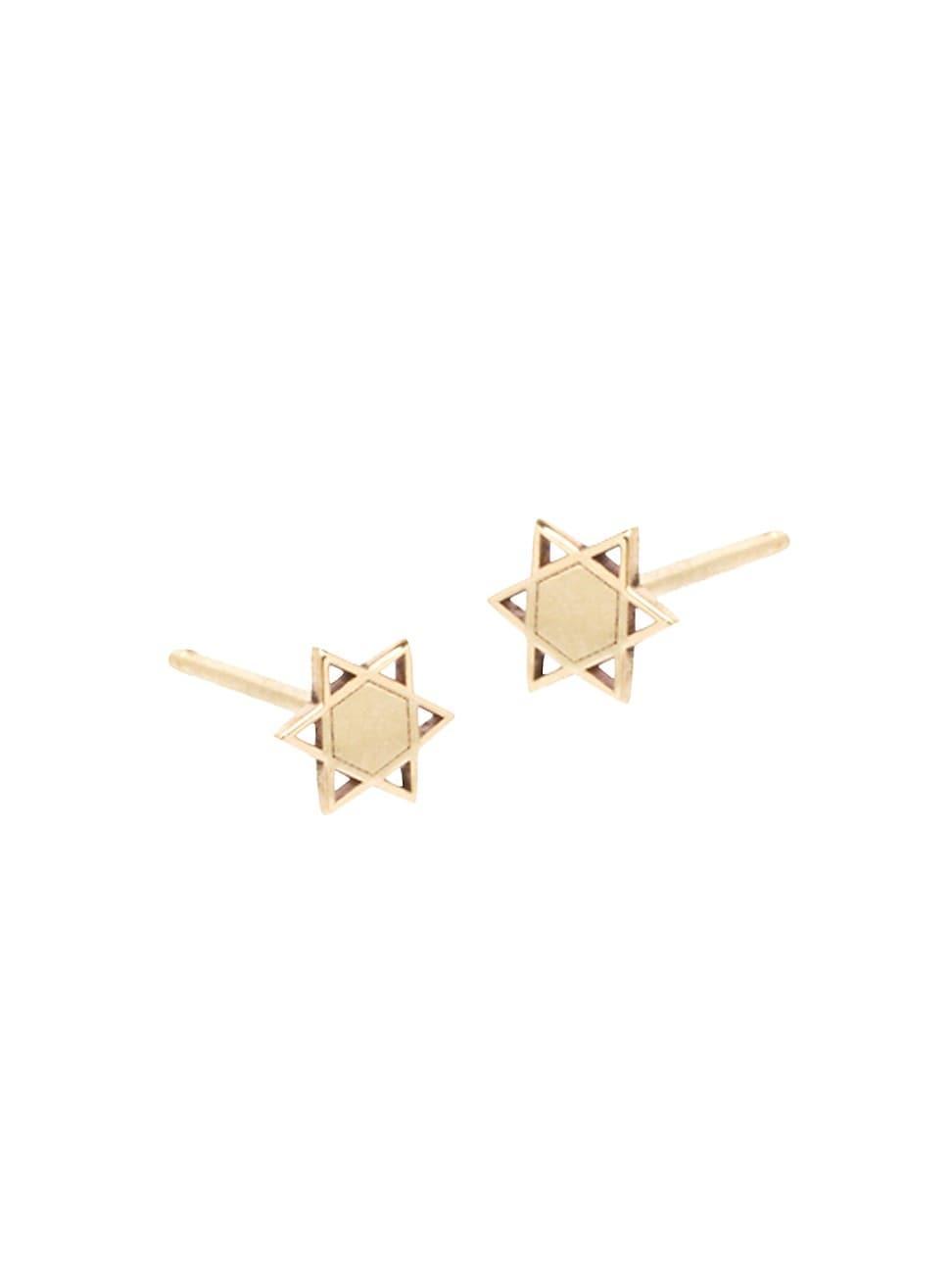 Womens 14K Yellow Gold Itty Bitty Star Of David Stud Earrings Product Image