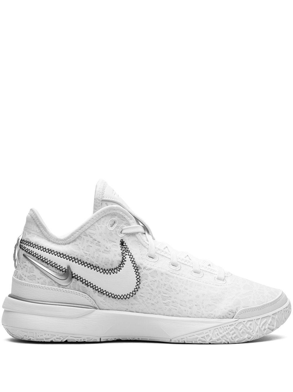 NIKE Zoom Lebron Nxxt Gen Basketball Shoes Size 13.0 Suede In White/metallic Silver/black Product Image