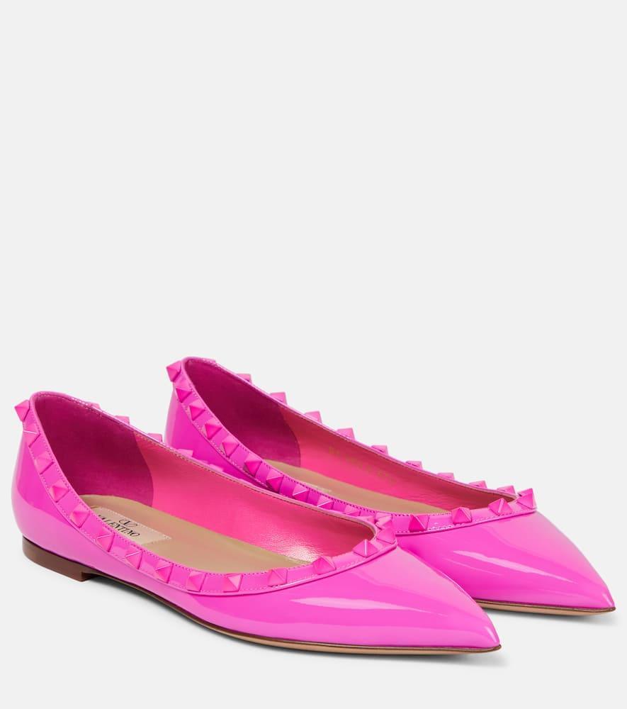 Rockstud Patent Flat In Pink Product Image