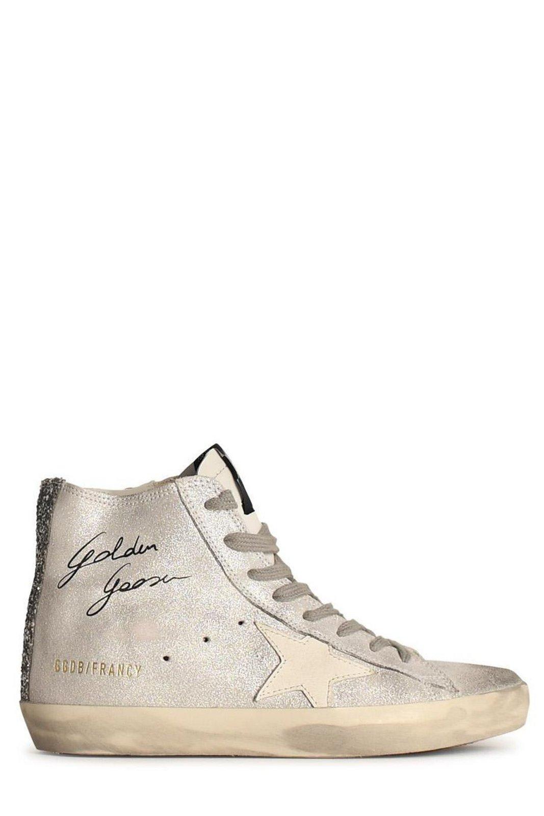 Logo Printed Glittered Sneakers In Silver Product Image