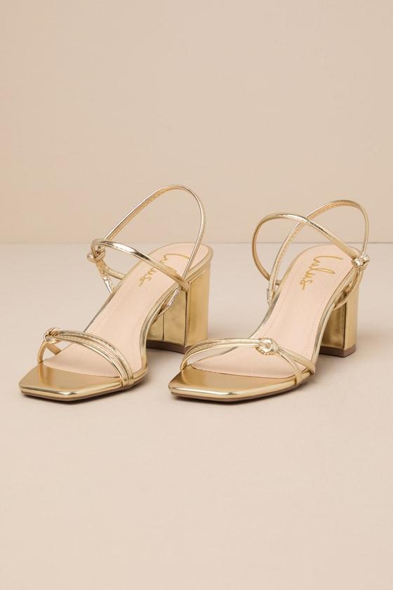 Karema Gold Knotted Ankle Strap High Heel Sandals product image