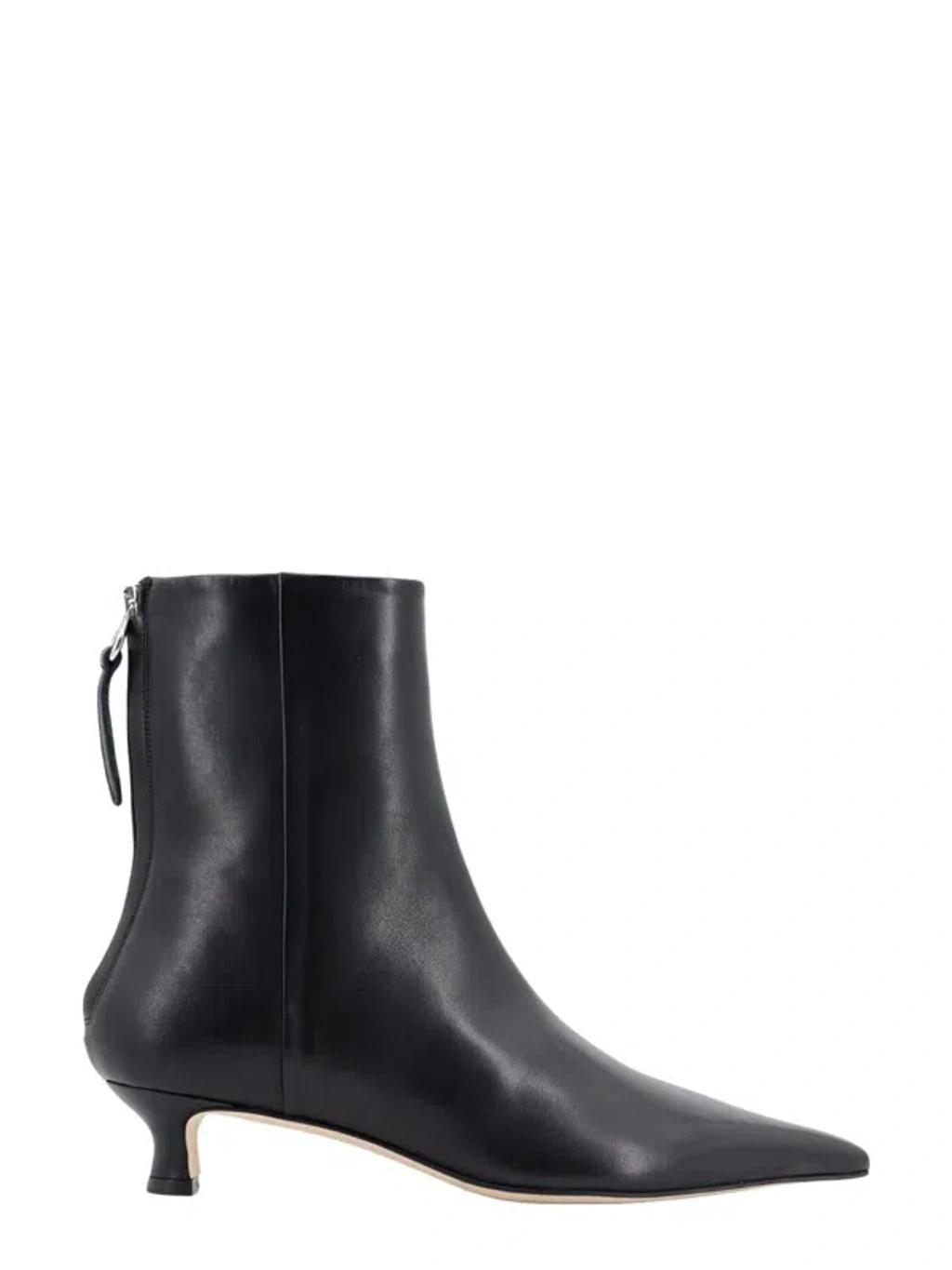 Leather Ankle Boots With Heel In Black product image