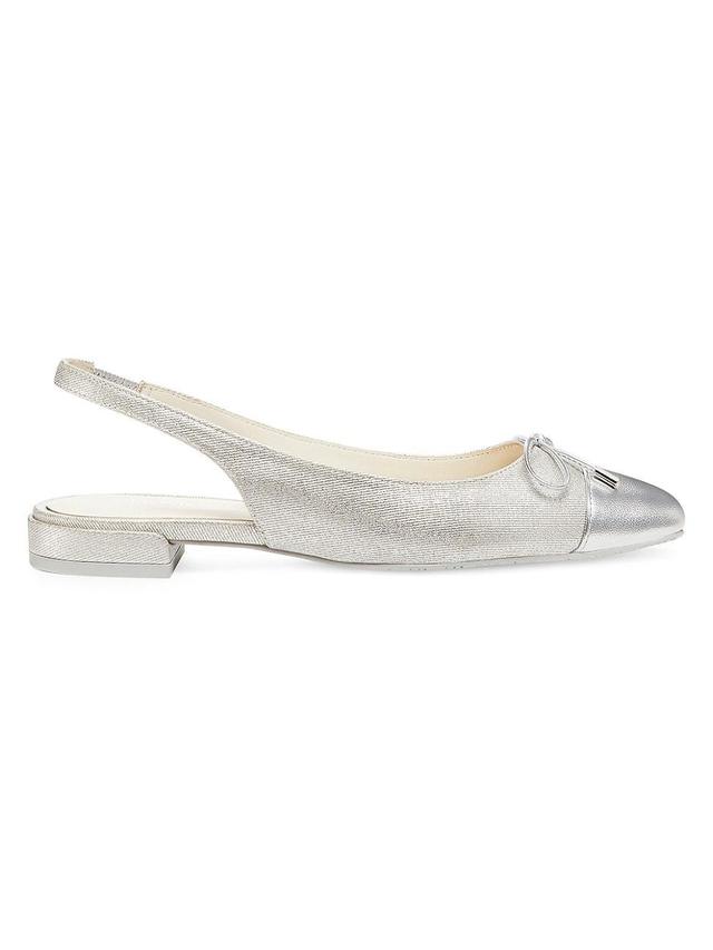 Womens Sleek Bow Metallic Linen Slingback Flats Product Image