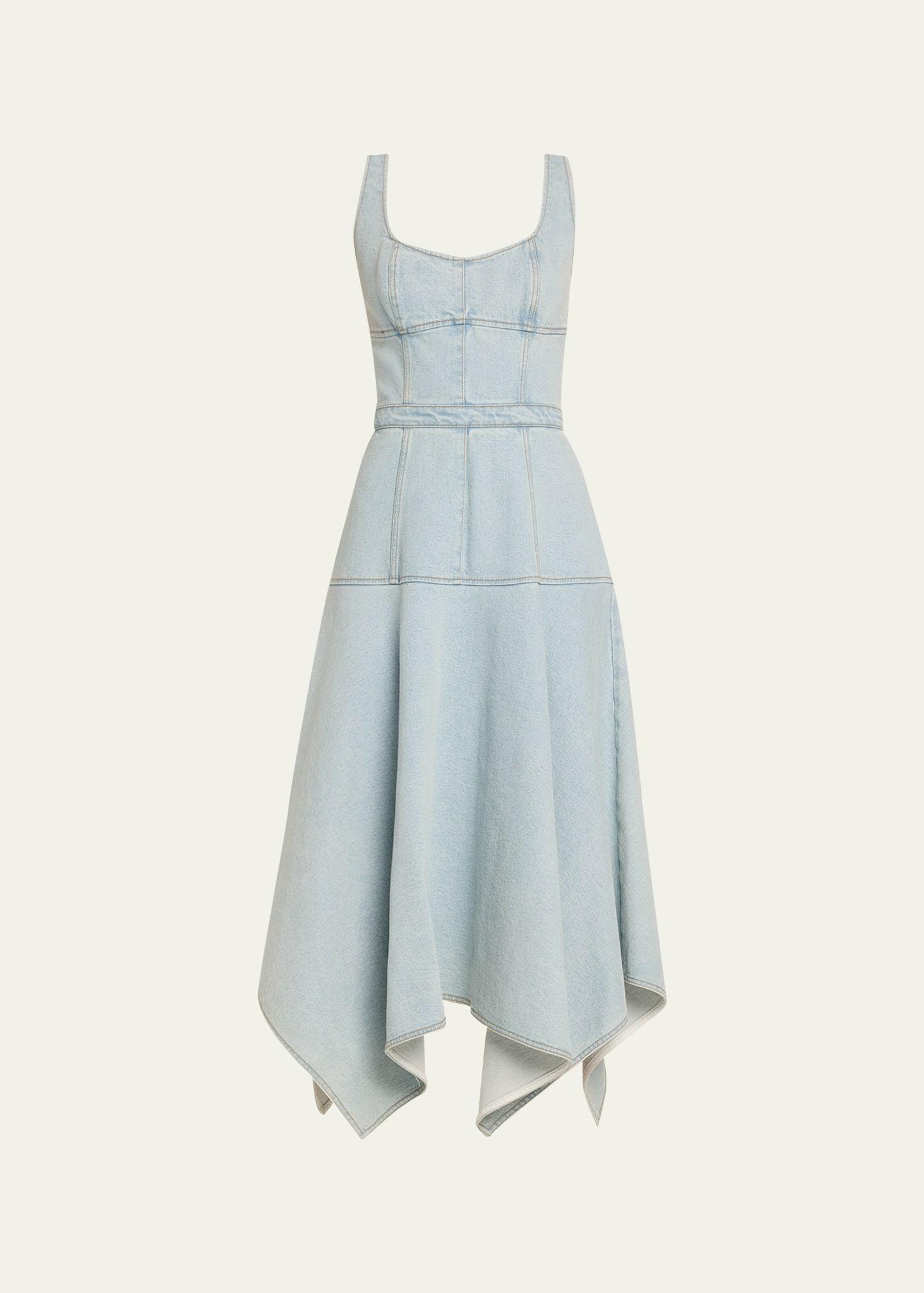 Womens Denim Handkerchief Midi-Dress Product Image