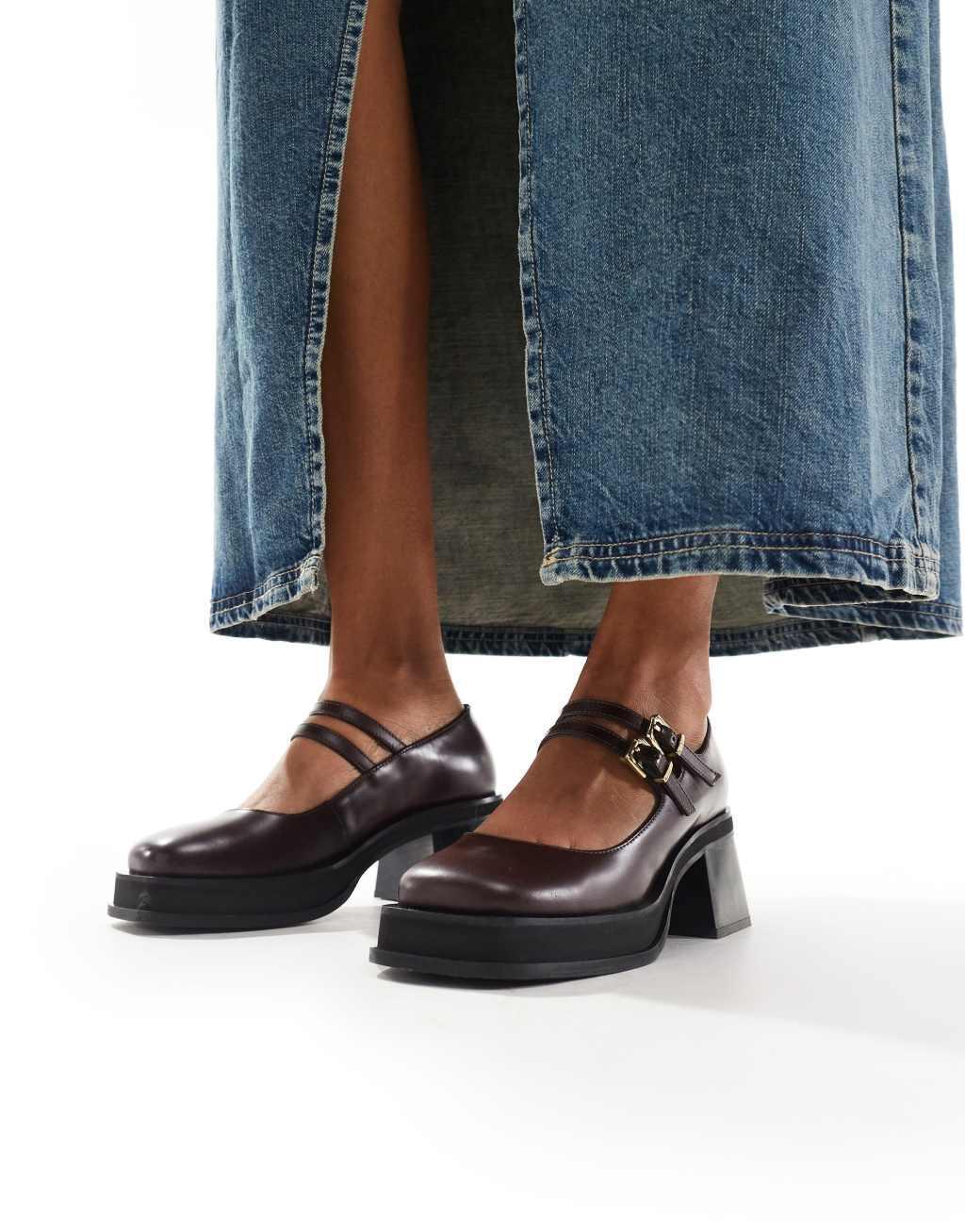 Walk London L mary jane shoes in burgundy leather Product Image