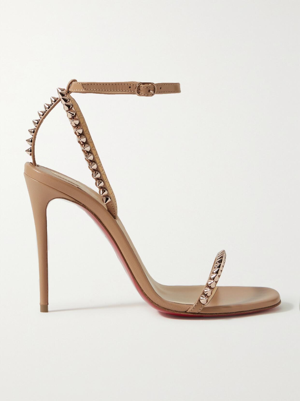 CHRISTIAN LOUBOUTIN So Me 100 Studded Leather Sandals In Beige Product Image