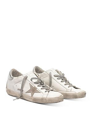 Superstar Mixed Leather Sneakers In White Ice Silver Product Image