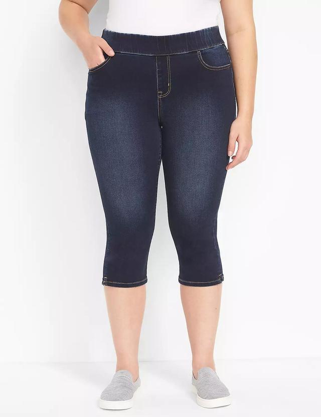 Pull-On High-Rise Pedal Jegging - Dark Wash Product Image