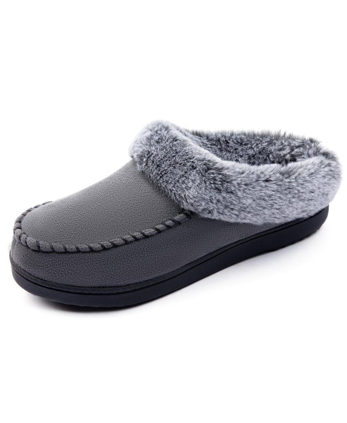 Rock Dove Womens Faux Fur Collar Moc Toe Clog Slipper Product Image