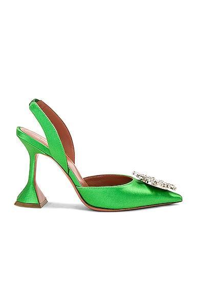 AMINA MUADDI Begum Satin Sling Pump in Green Product Image