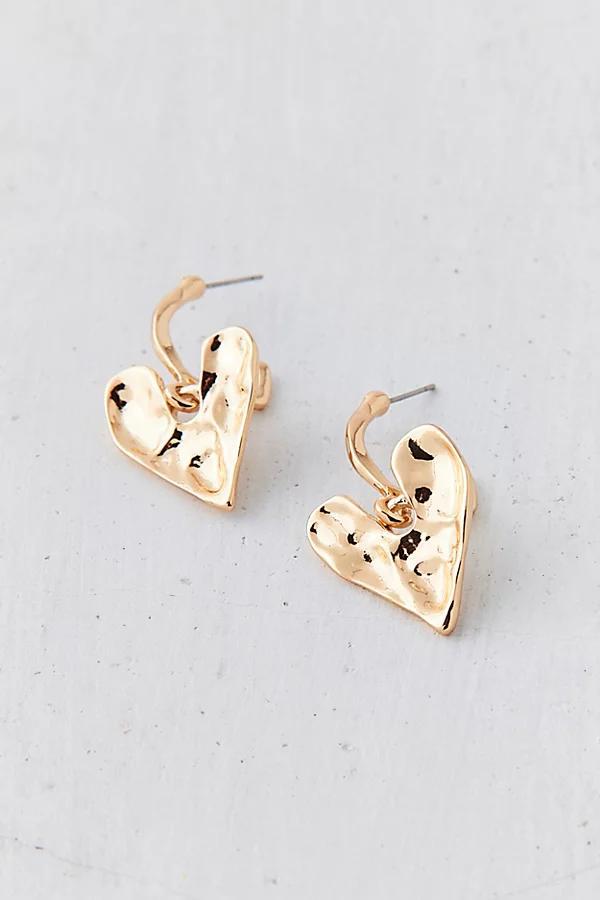 Hammered Heart Hoop Earring Womens at Urban Outfitters Product Image