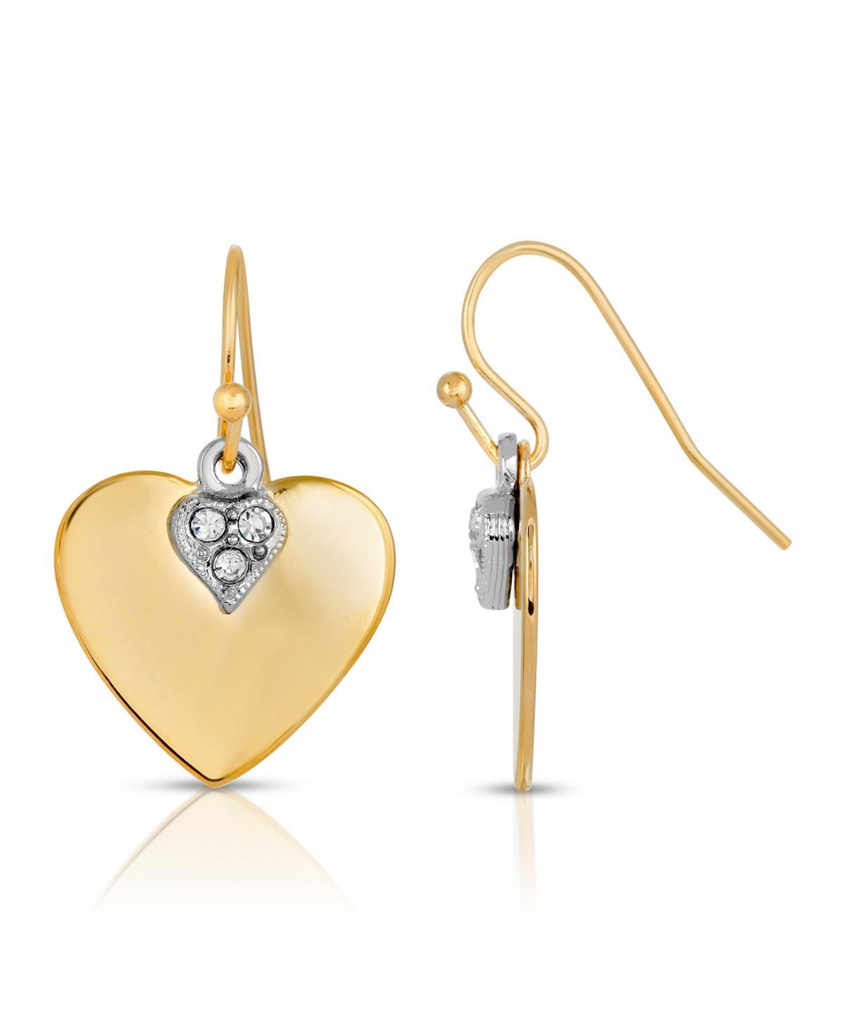 1928 14k Gold-Dipped And Clear Crystal Heart Earrings, Womens, Gold Tone Product Image