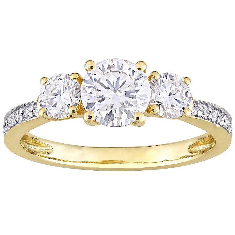 Stella Grace 10k Gold Lab-Created Moissanite 3-Stone Engagement Ring, Womens Product Image