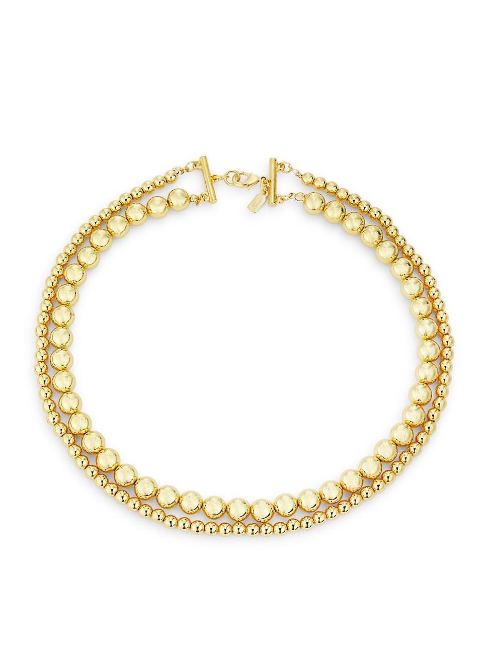 Womens Polished Goldtone Two-Row Beaded Necklace product image