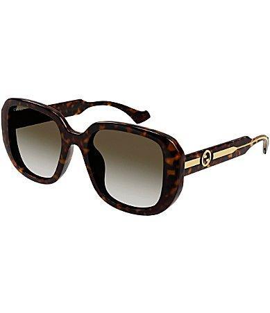 Gucci Womens La Piscine 54mm Tortoise Square Sunglasses Product Image