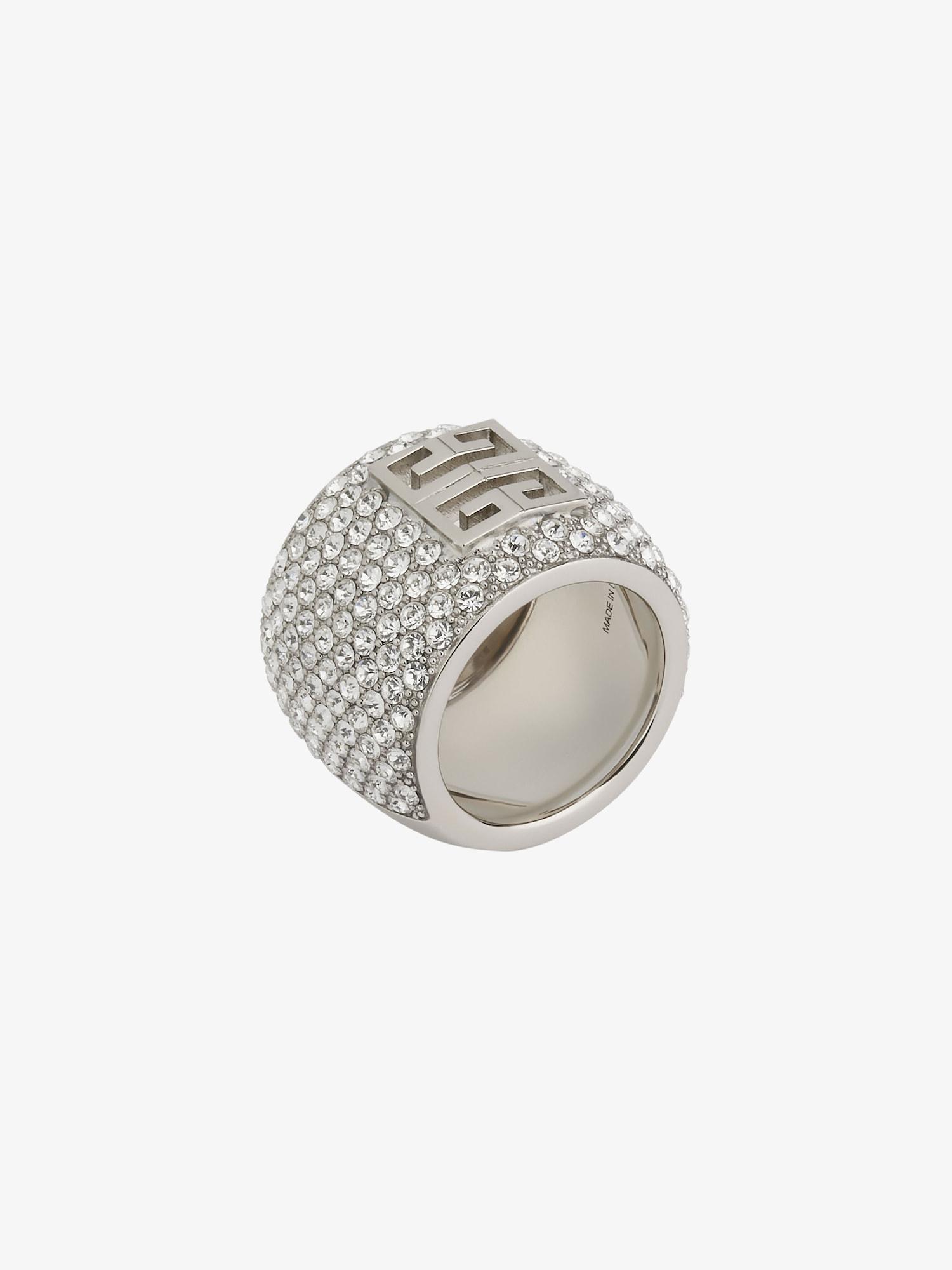 4G ring in metal with crystals Product Image