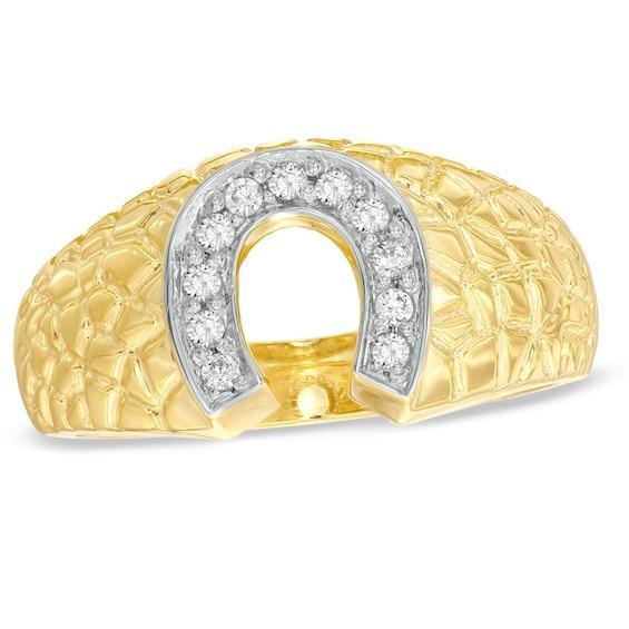 Men's 1/5 CT. T.w. Diamond Horseshoe Nugget Ring in 10K Gold Product Image