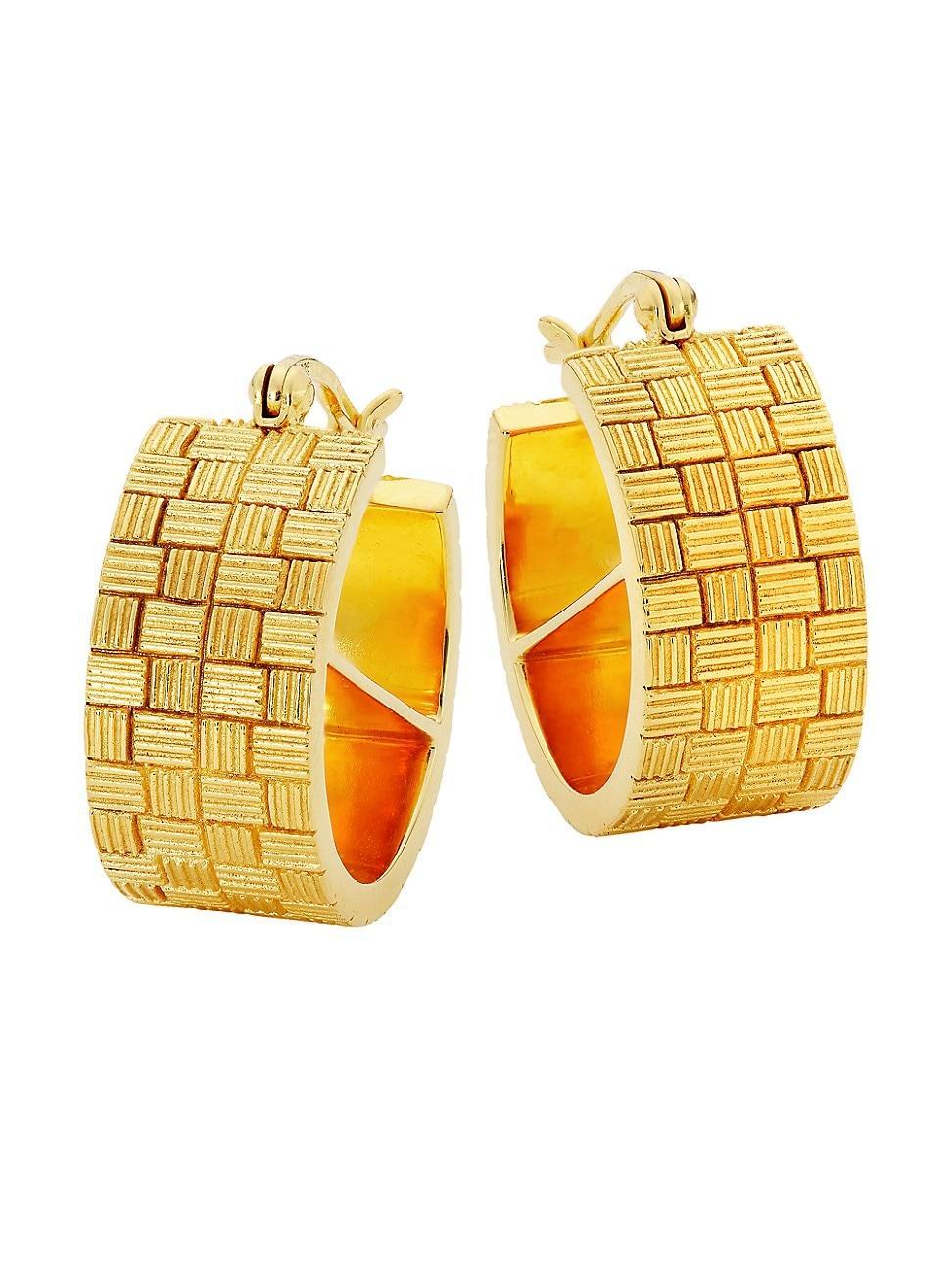 Womens Love Defined 2.0 18K Gold-Plated Woven Bar Hoop Earrings - Gold Product Image