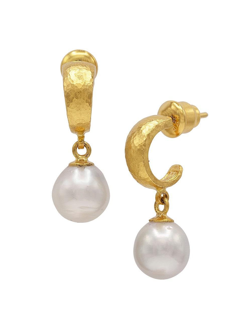 Womens Oyster 24K Yellow Gold & South Sea Pearl Drop Earrings Product Image