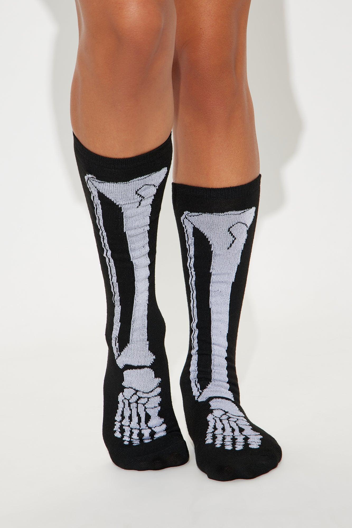 Skeleton Glow In The Dark Socks - Black Product Image