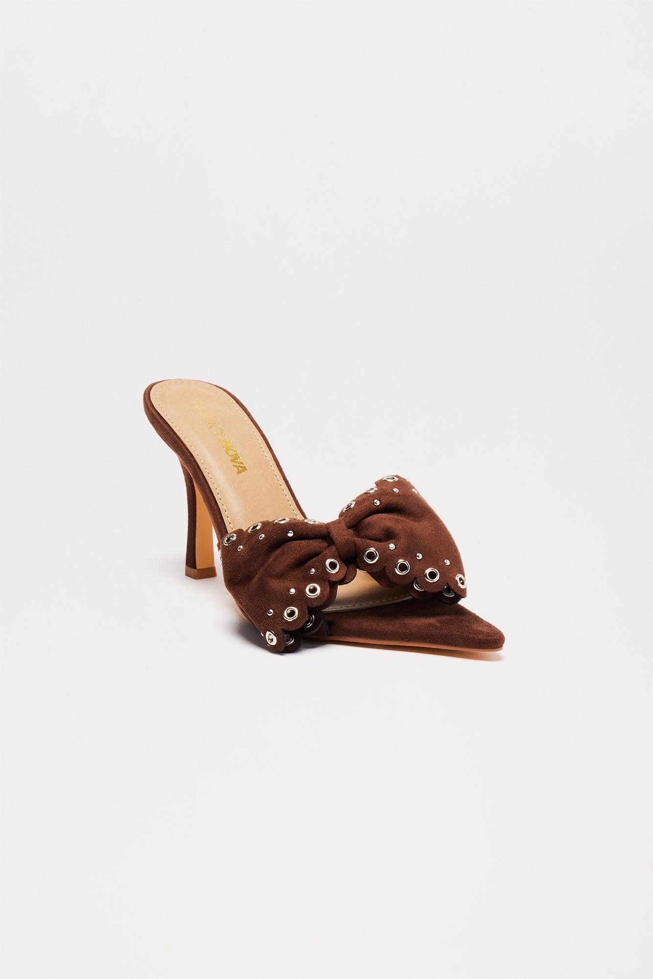 Eloise Bow Mules - Brown Product Image