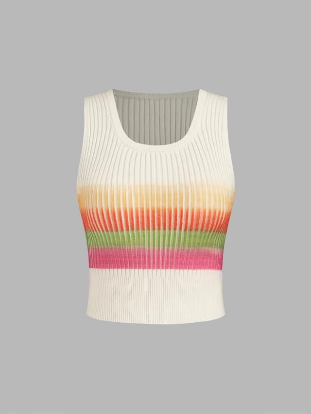 Striped Knitted Crop Tank Top Product Image