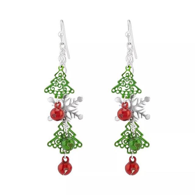 Celebrate Together Silver Tone Snowflake & Christmas Tree Bell Drop Earrings, Womens, Multi Product Image